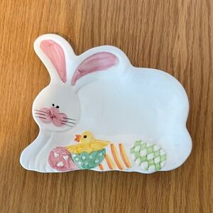 Vintage Bunny Shaped Easter Dish with Duck and Eggs